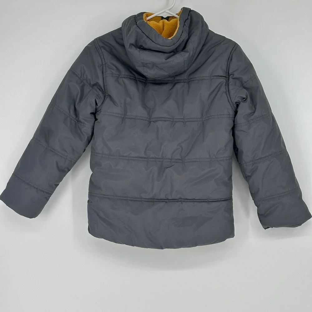 Whales Tail Outerwear Boys Puffer Jacket Hooded Gray‎ Yellow Size 8